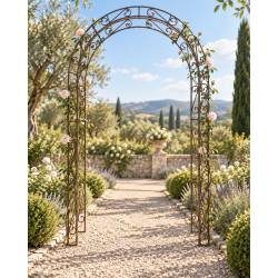 Sublime Arche Simple Tuteur Arc à Rosiers Passage de Jardin en Acier Oxydé 32x140x236cm