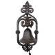 Cloche Murale en Fonte Patinée Marron Carillon d'Extérieur Clochette sur Crédence 12x17x39cm