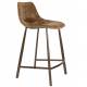 Lot de 2 Chaises de Bar Franky Velours Cognac Dutchbone Vintage Tendance Sièges Haut 45x52x91cm