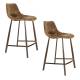Lot de 2 Chaises de Bar Franky Velours Cognac Dutchbone Vintage Tendance Sièges Haut 45x52x91cm