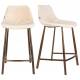 Lot de 2 Chaises de Bar Franky Velours Beige Dutchbone Vintage Tendance Sièges Haut 45x52x91cm