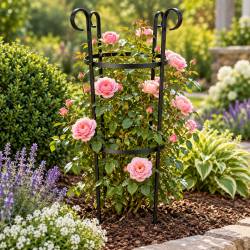 Extension pour Obélisque Rêves de Jardins Jardinière Porte Rosier Buis Topiaire en Fer Forgé 40x40x100cm