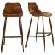 Lot de 2 Chaises de Bar Franky Velours Cognac Dutchbone Vintage Tendance Sièges Haut 50x54x106cm