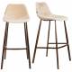 Lot de 2 Chaises de Bar Franky Velours Beige Dutchbone Vintage Tendance Sièges Haut 50x54x106cm