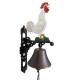 Cloche Coq Coloré Carillon Murale en Fonte sur Crédence Décoration Champêtre 14x23x45cm