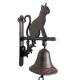 Cloche Chat en Fonte Patinée Marron Carillon Décoration Murale Extérieure 10x17x24cm
