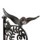 Cloche Oiseau Murale Carillon en Fonte Patinée Marron Décoration de Jardin Style Campagne 15,5x20x28cm