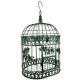Cage Ovale GM Vert Antique Volière a Suspendre Finition Patinée Décoration Style Romantique 21x30x50cm