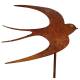 Hirondelle MM en Acier Oxydé Décoration de Jardin à Planter Silhouette d'Oiseau 0,5x19,5x85,5cm