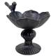 Bain Oiseau sur Pied Bénitier en Fonte Patinée Marron Grainetier Décoration de Jardin 14,5x14,5x16cm