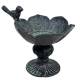 Bain Oiseau sur Pied Bénitier en Fonte Patinée Gris Grainetier Décoration de Jardin 14,5x14,5x16cm