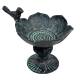 Bain Oiseau sur Pied Bénitier en Fonte Patinée Gris Grainetier Décoration de Jardin 14,5x14,5x16cm