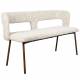 Banc Chelsea Woody Banquette en Bouleau et Tissu Chiné Bouclette Beige Mobilier Salle à Manger 51x79x148cm