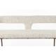Banc Chelsea Woody Banquette en Bouleau et Tissu Chiné Bouclette Beige Mobilier Salle à Manger 51x79x148cm