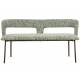 Banc Chelsea Woody Banquette en Bouleau et Tissu Chiné Bouclette Vert Mobilier Salle à Manger 51x79x148cm