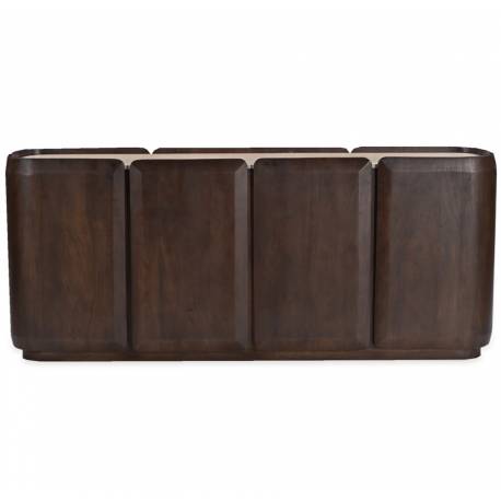 Buffet 4 Portes Palermo Athezza Bahut en Manguier et Marbre Meuble de Rangement 40x75x180cm