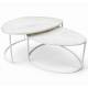 Duo de Tables Basses Alba Athezza Lot de Gigognes en Marbre et Acier Blanc Mobilier Design 45x65x88cm
