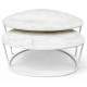 Duo de Tables Basses Alba Athezza Lot de Gigognes en Marbre et Acier Blanc Mobilier Design 45x65x88cm