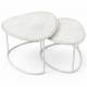 Duo de Tables Basses Alba Athezza Lot de Gigognes en Marbre et Acier Blanc Mobilier Design 45x65x88cm