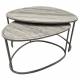 Duo de Tables Basses Alba Athezza Lot de Gigognes en Marbre et Acier Gris Mobilier Design 45x65x88cm
