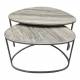 Duo de Tables Basses Alba Athezza Lot de Gigognes en Marbre et Acier Gris Mobilier Design 45x65x88cm