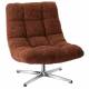Fauteuil Montclar Athezza Siège en Acier Chrome et Tissu Bordeaux Chiné Assise Pivotante Lounge Esprit Rétro 76x89x93cm