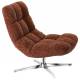 Fauteuil Montclar Athezza Siège en Acier Chrome et Tissu Bordeaux Chiné Assise Pivotante Lounge Esprit Rétro 76x89x93cm
