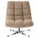 Fauteuil Montclar Athezza Siège en Acier Chrome et Tissu Beige Chiné Assise Pivotante Lounge Esprit Rétro 76x89x93cm