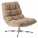 Fauteuil Montclar Athezza Siège en Acier Chrome et Tissu Beige Chiné Assise Pivotante Lounge Esprit Rétro 76x89x93cm