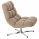 Fauteuil Montclar Athezza Siège en Acier Chrome et Tissu Beige Chiné Assise Pivotante Lounge Esprit Rétro 76x89x93cm