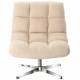 Fauteuil Montclar Athezza Siège en Acier Chrome et Tissu Ecru Assise Pivotante Lounge Esprit Rétro 76x89x93cm