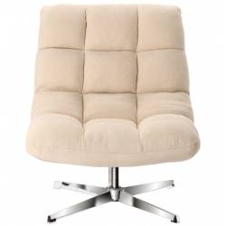 Fauteuil Montclar Athezza Siège en Acier Chrome et Tissu Ecru Assise Pivotante Lounge Esprit Rétro 76x89x93cm