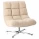Fauteuil Montclar Athezza Siège en Acier Chrome et Tissu Ecru Assise Pivotante Lounge Esprit Rétro 76x89x93cm