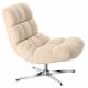 Fauteuil Montclar Athezza Siège en Acier Chrome et Tissu Ecru Assise Pivotante Lounge Esprit Rétro 76x89x93cm