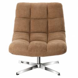 Fauteuil Montclar Athezza Siège en Acier Chrome et Tissu Weimar Assise Pivotante Lounge Esprit Rétro 76x89x93cm