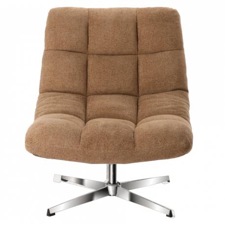Fauteuil Montclar Athezza Siège en Acier Chrome et Tissu Weimar Assise Pivotante Lounge Esprit Rétro 76x89x93cm
