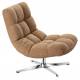 Fauteuil Montclar Athezza Siège en Acier Chrome et Tissu Weimar Assise Pivotante Lounge Esprit Rétro 76x89x93cm