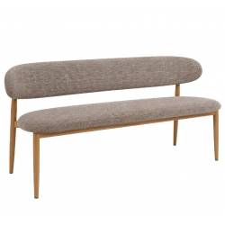 Banc Georgia Athezza Pied Naturel Banquette de Salle à Manger en Acier et Tissu Taupe 55x77x161cm