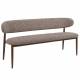 Banc Georgia Athezza Pied Noyer Banquette de Salle à Manger en Acier et Tissu Taupe 55x77x161cm