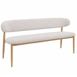 Banc Georgia Athezza Pied Naturel Banquette de Salle à Manger en Acier et Tissu Beige 55x77x161cm