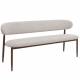 Banc Georgia Athezza Pied Noyer Banquette de Salle à Manger en Acier et Tissu Beige 55x77x161cm