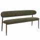 Banc Georgia Athezza Pied Noyer Banquette de Salle à Manger en Acier et Tissu Vert 55x77x161cm