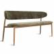 Banc Georgia Athezza Pied Naturel Banquette de Salle à Manger en Acier et Tissu Vert 55x77x161cm