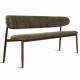 Banc Georgia Athezza Pied Noyer Banquette de Salle à Manger en Acier et Tissu Vert 55x77x161cm