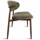 Banc Georgia Athezza Pied Noyer Banquette de Salle à Manger en Acier et Tissu Vert 55x77x161cm