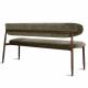 Banc Georgia Athezza Pied Noyer Banquette de Salle à Manger en Acier et Tissu Vert 55x77x161cm