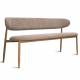 Banc Georgia Athezza Pied Naturel Banquette de Salle à Manger en Acier et Tissu Taupe 55x77x161cm