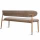 Banc Georgia Athezza Pied Naturel Banquette de Salle à Manger en Acier et Tissu Taupe 55x77x161cm