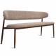 Banc Georgia Athezza Pied Noyer Banquette de Salle à Manger en Acier et Tissu Taupe 55x77x161cm