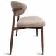 Banc Georgia Athezza Pied Noyer Banquette de Salle à Manger en Acier et Tissu Taupe 55x77x161cm